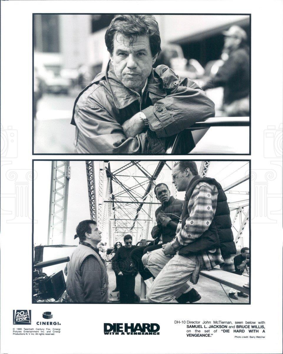 1995 Press Photo Director John McTiernan, Samuel L Jackson, Bruce Willis