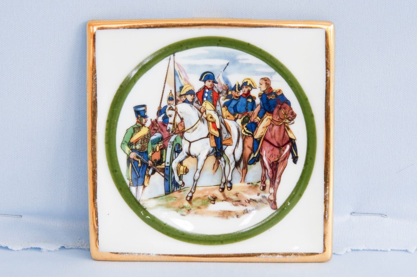 Vintage Limoges Porcelain Plaque French Emperor Napoleon Bonaparte Battle Jena