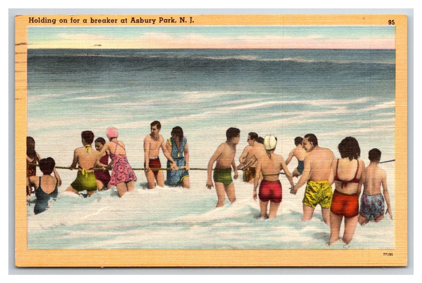 Bathers at Breaker Asbury Park, New Jersey bathers beach