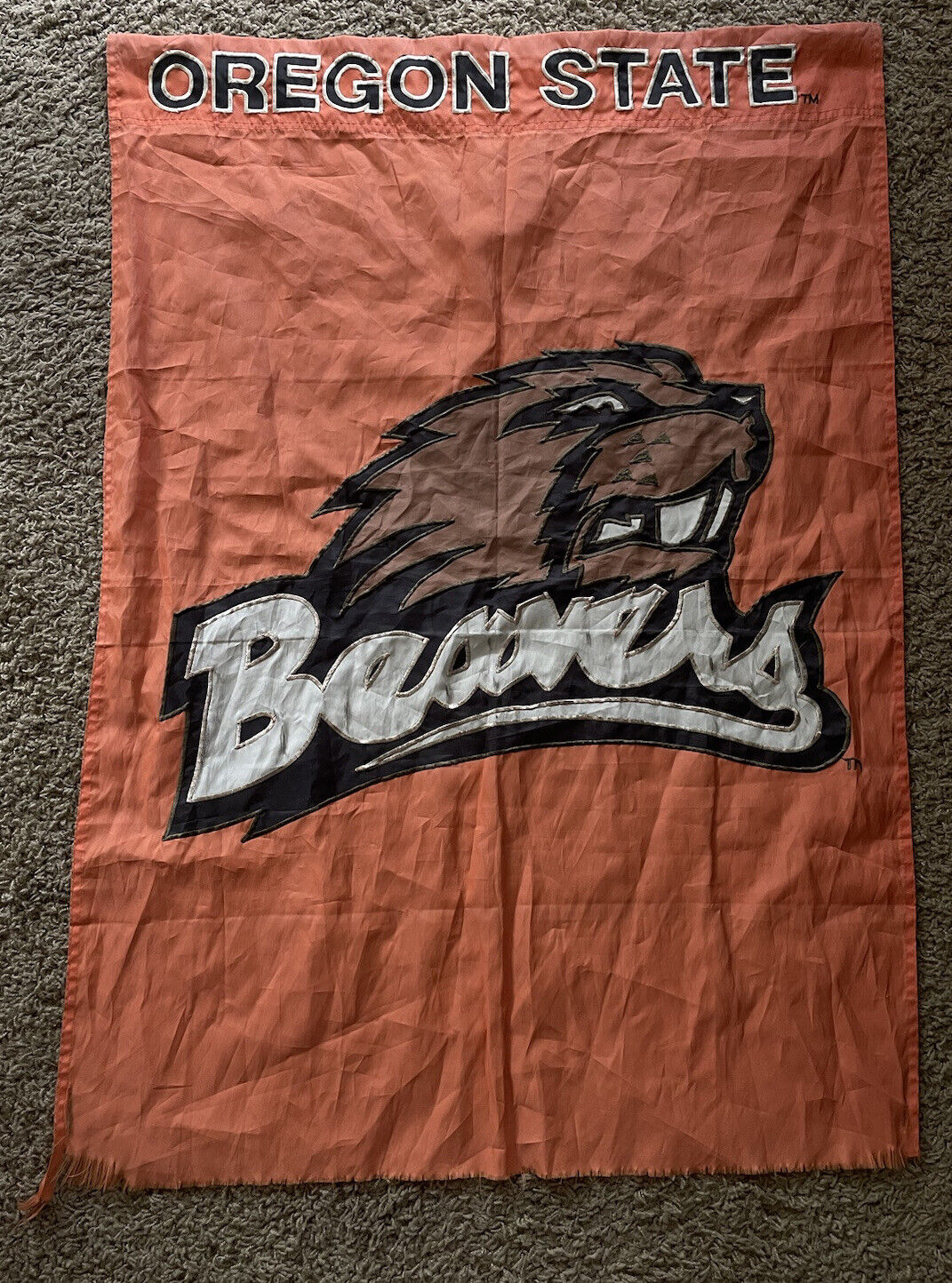 Vintage Oregon State University Beaver Flag Double Stitching