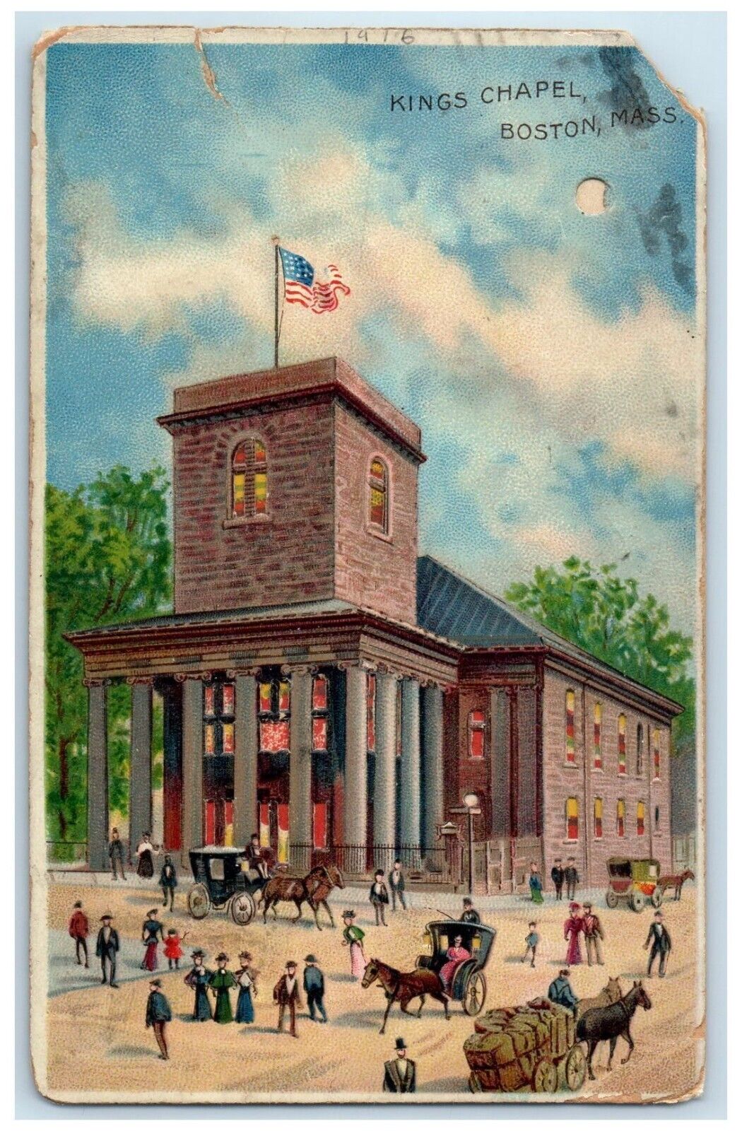 1916 Kings Chapel Boston Massachusetts MA Hold To Light HTL Antique Postcard