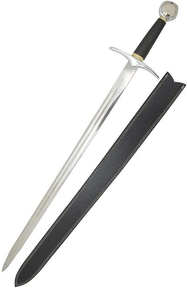 Medieval Dark Prince Arming Sword Leather Wrapped Handle with Sheath