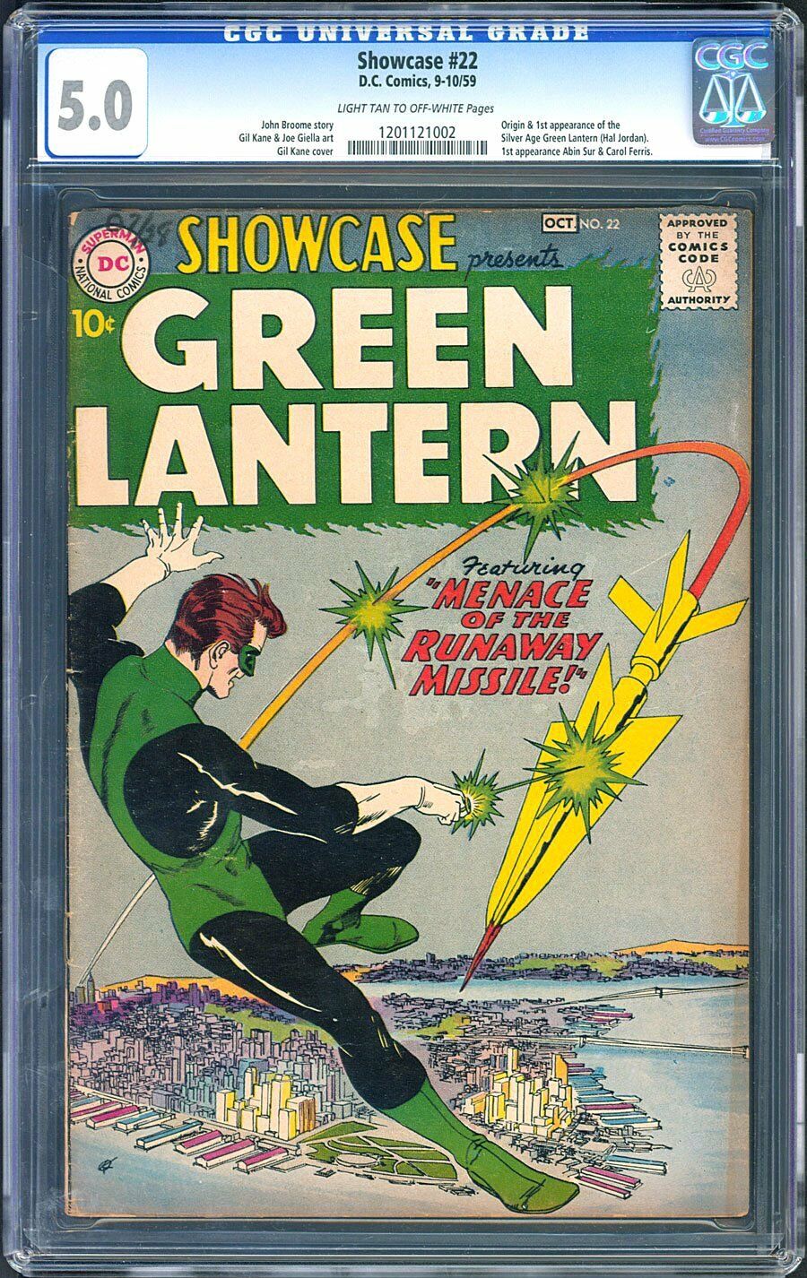 Showcase #22 CGC 5.0 DC 1959 1st Green Lantern Silver Hal Jordan M4 122 cm pr