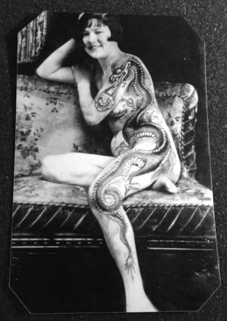 Unique Bizarre Odd Interesting Vintage Tattooed Lady I tintype C1202RP