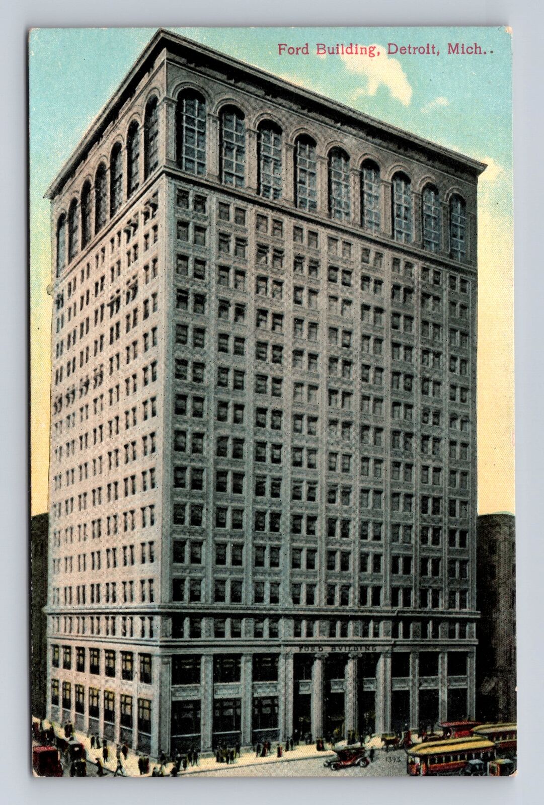 Detroit MI- Michigan, Ford Building, Advertisement, Antique, Vintage Postcard