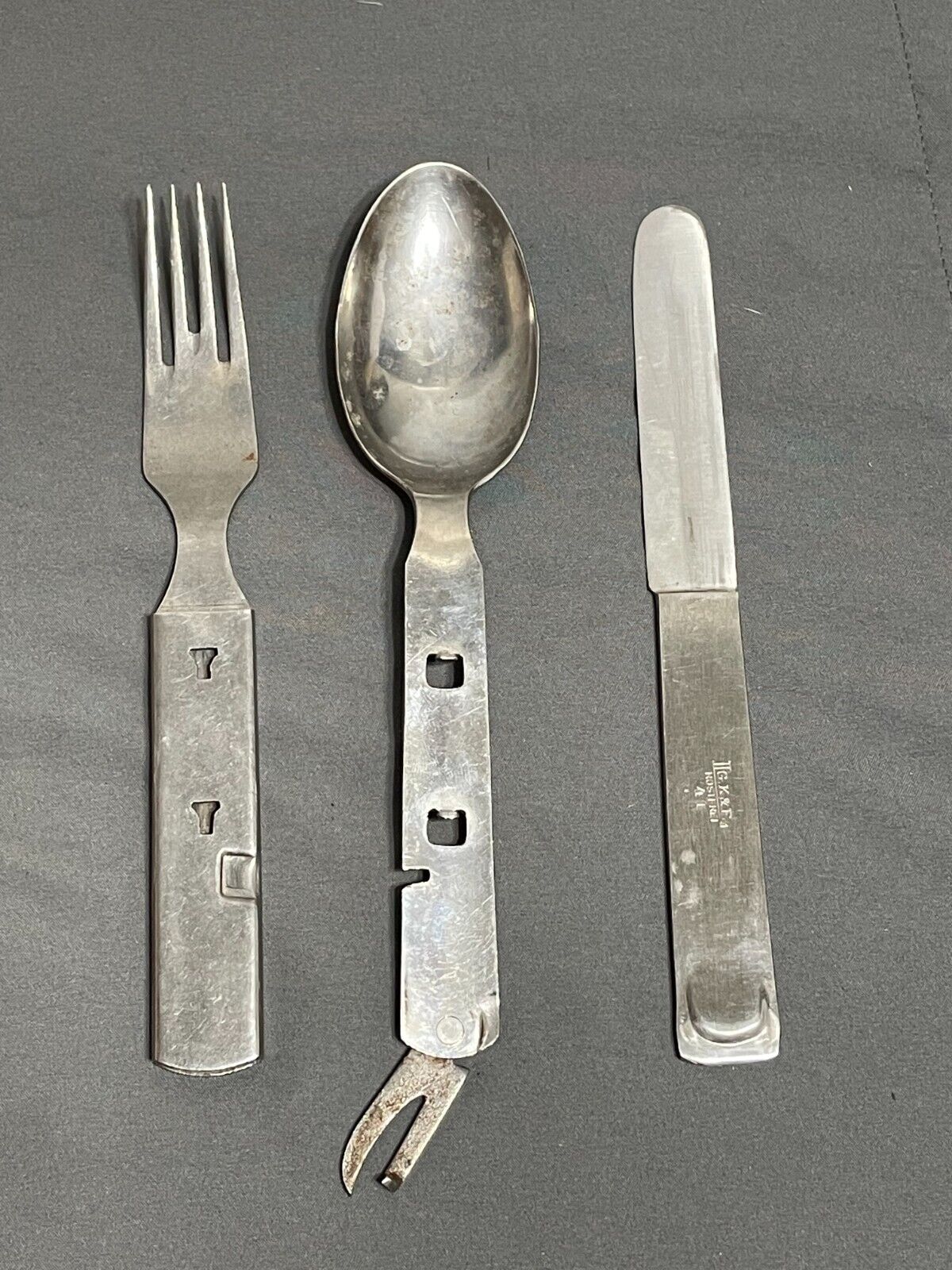 WWII 1941 German Italian Army MESS KIT UTENSILS Spoon Fork Knife GK&F ROSTFREI