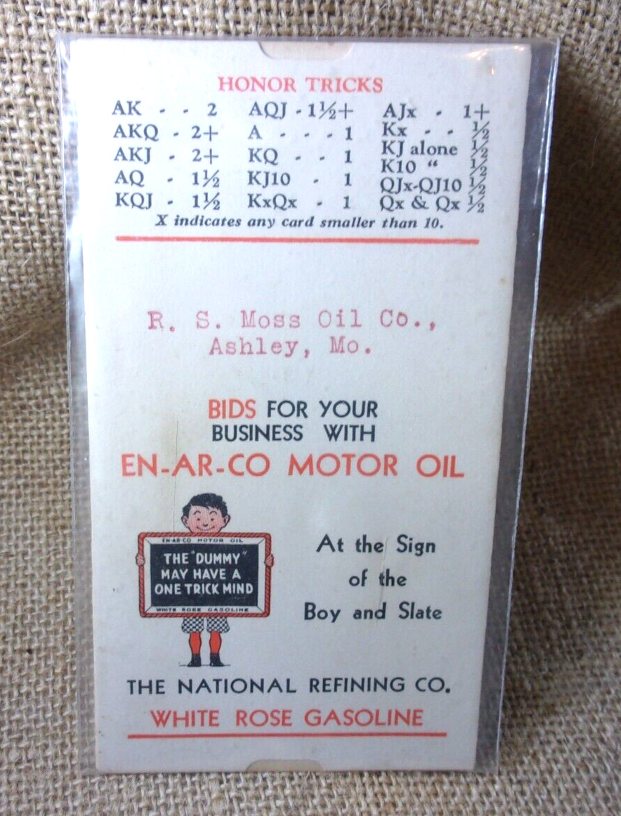 En-Ar-Co Motor Oil Advertising Piece R.S. Moss Oil Co. Ashley, MO