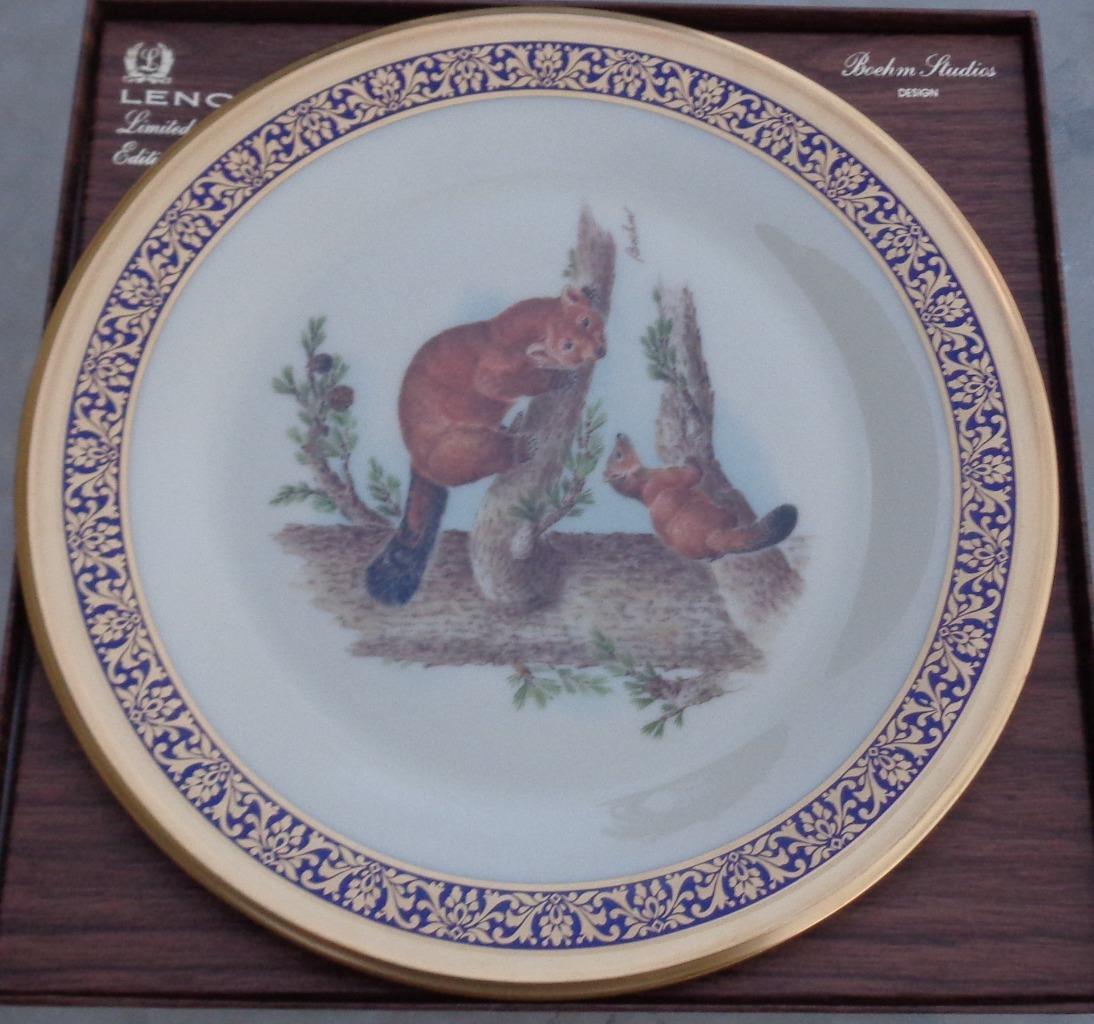 Gorgeous Collectible Lenox Woodland Wildlife Porcelain Plate – Marten–1981 Boxed
