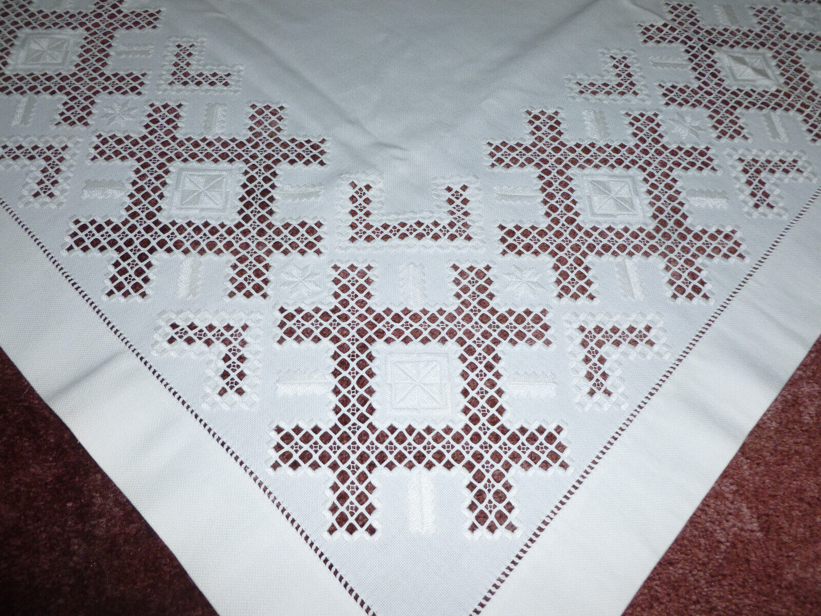 Antique Tablecloth Hardanger Lace Vintage Hand Embroidery Extravagant