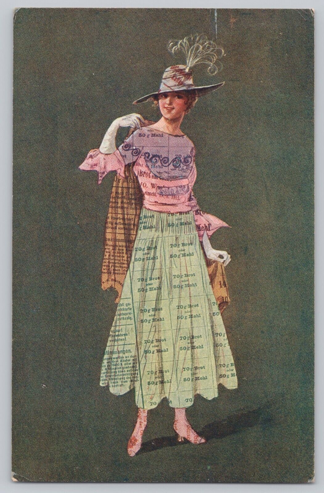 Post WWI Weimar Republic Erer 1920s Hyperinflation Women's Paper Dress Postcard