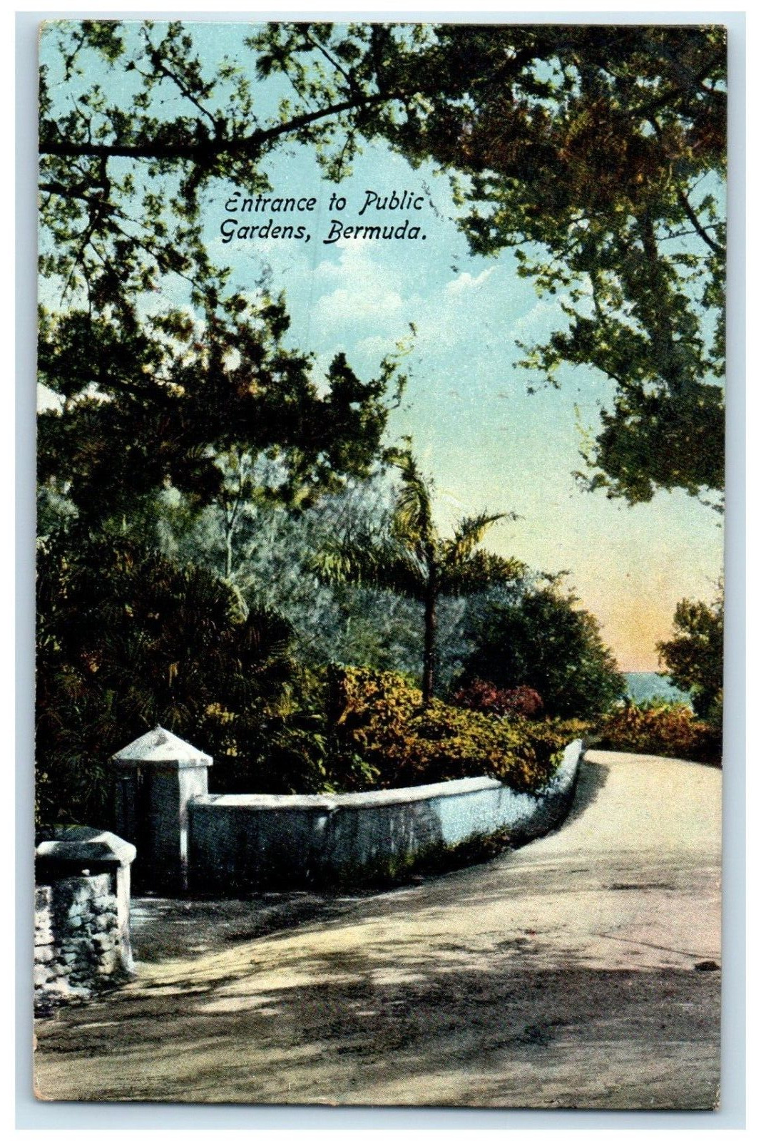 c1910's Entrance To Public Gardens Bermuda PC Cancel Unposted Antique Postcard