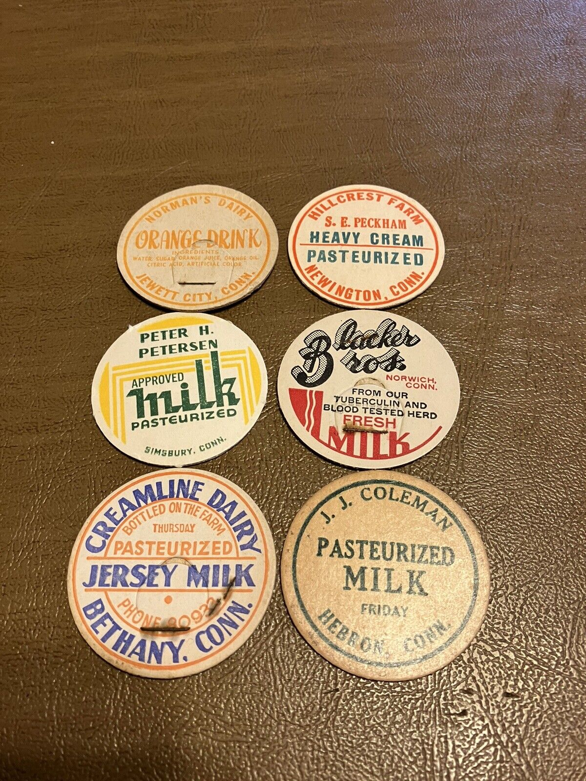 Lot of 6 Connecticut Milk Caps 