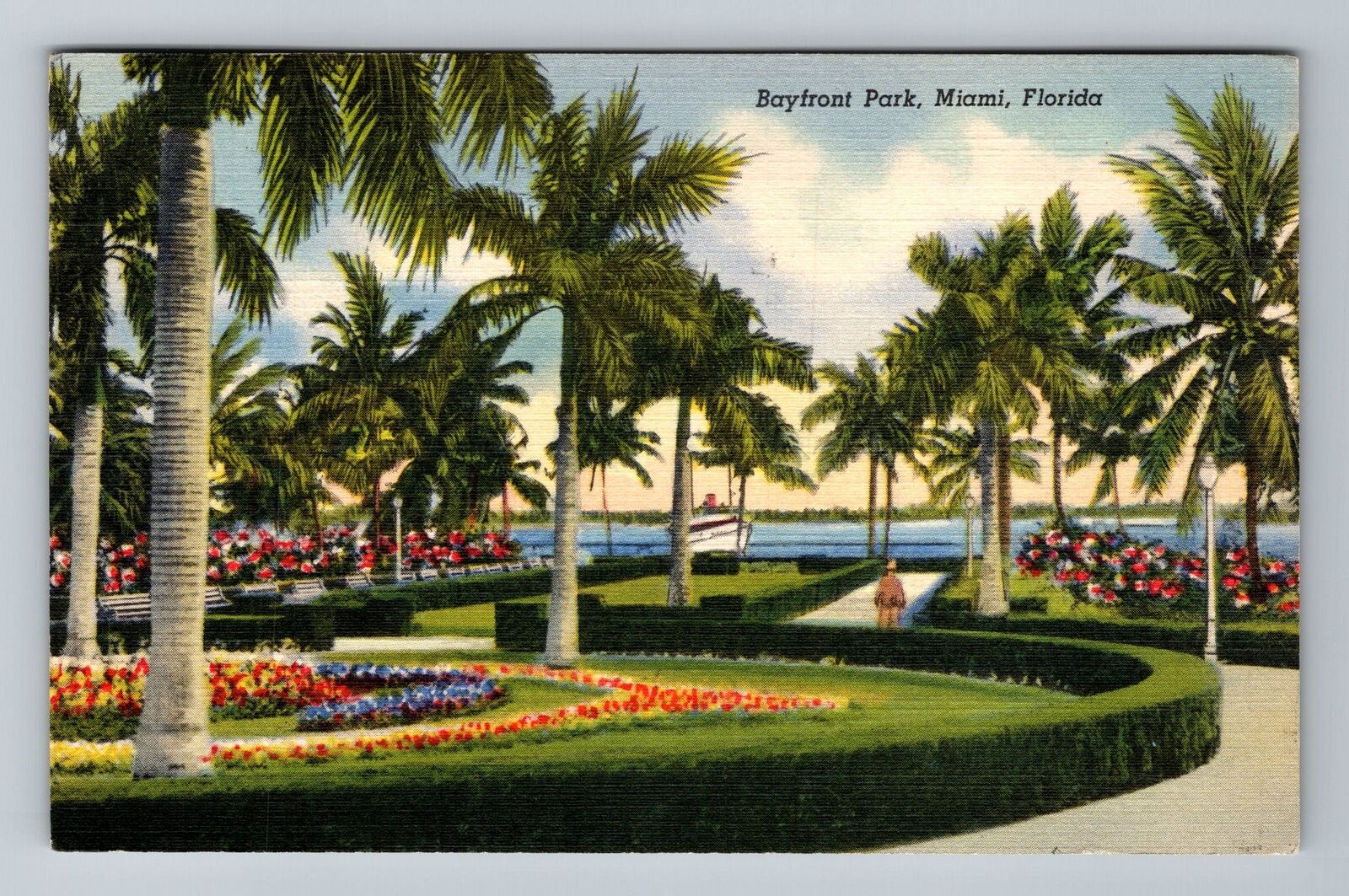 Miami FL-Florida, Bayfront Park Vintage c1939 Souvenir Postcard