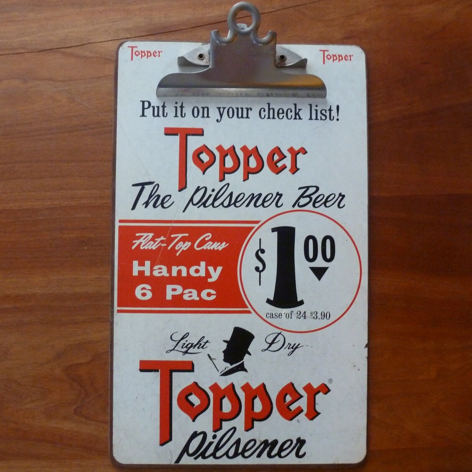Scarce 1950s to Early 60s Topper Pilsner Restaurant/Bar Clipboard - Outstanding