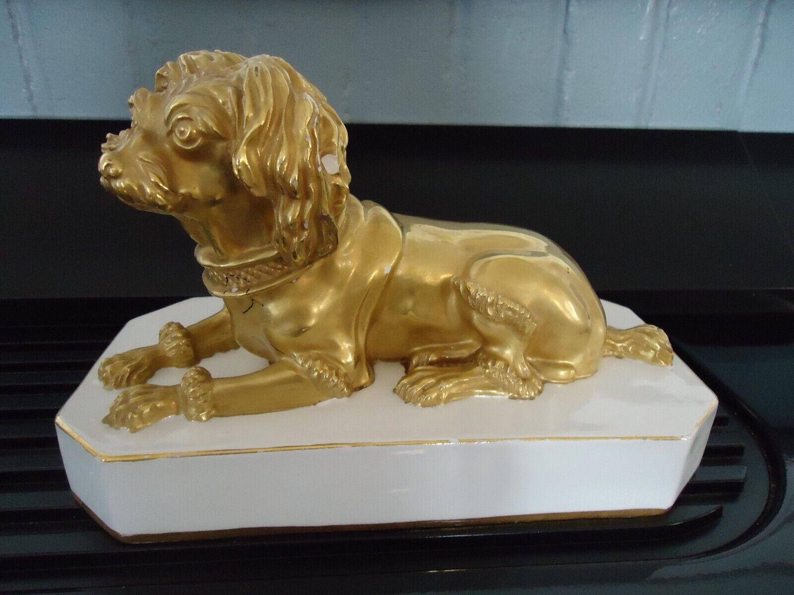 Vintage Staffordshire Mottahedeh Italy Gold Finish Dog Used