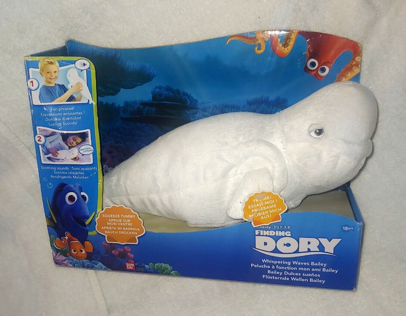 Disney Pixar Finding Dory WHISPERING WAVES BAILEY Talking Plush Toy Beluga Whale