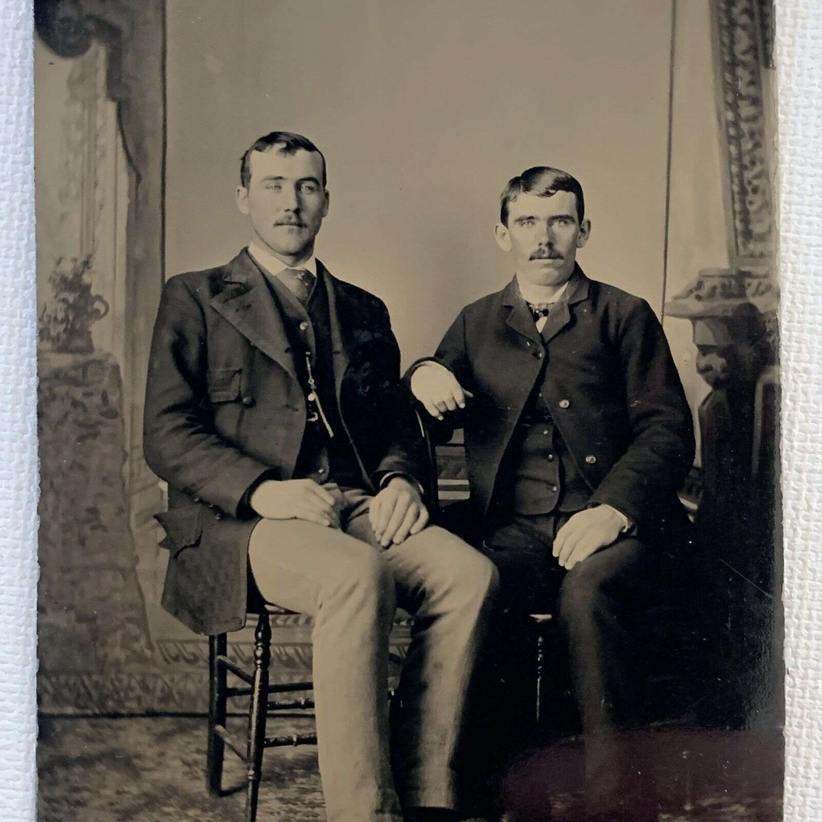 Antique Tintype Photograph Handsome Young Man Men Mustache Gay Int