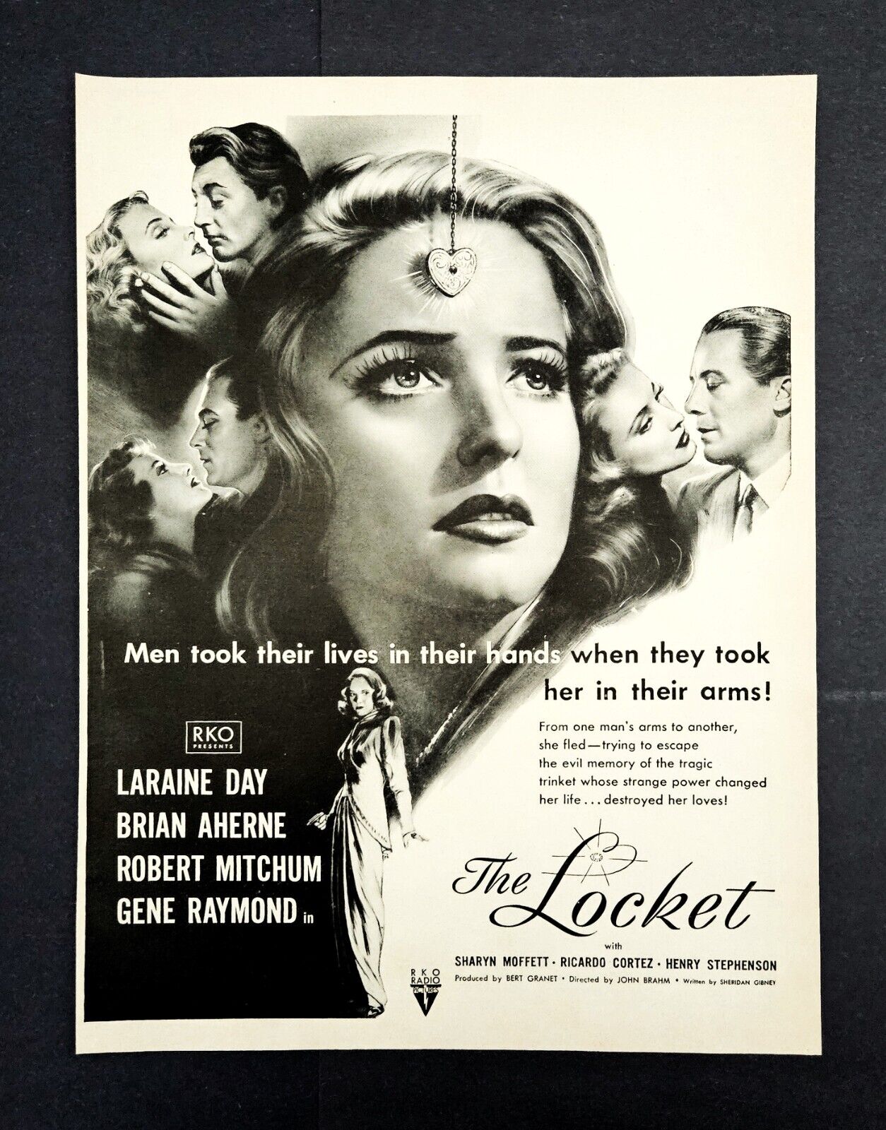Vintage The Locket movie ad 1947 Laraine Day Robert Mitchum advertisement