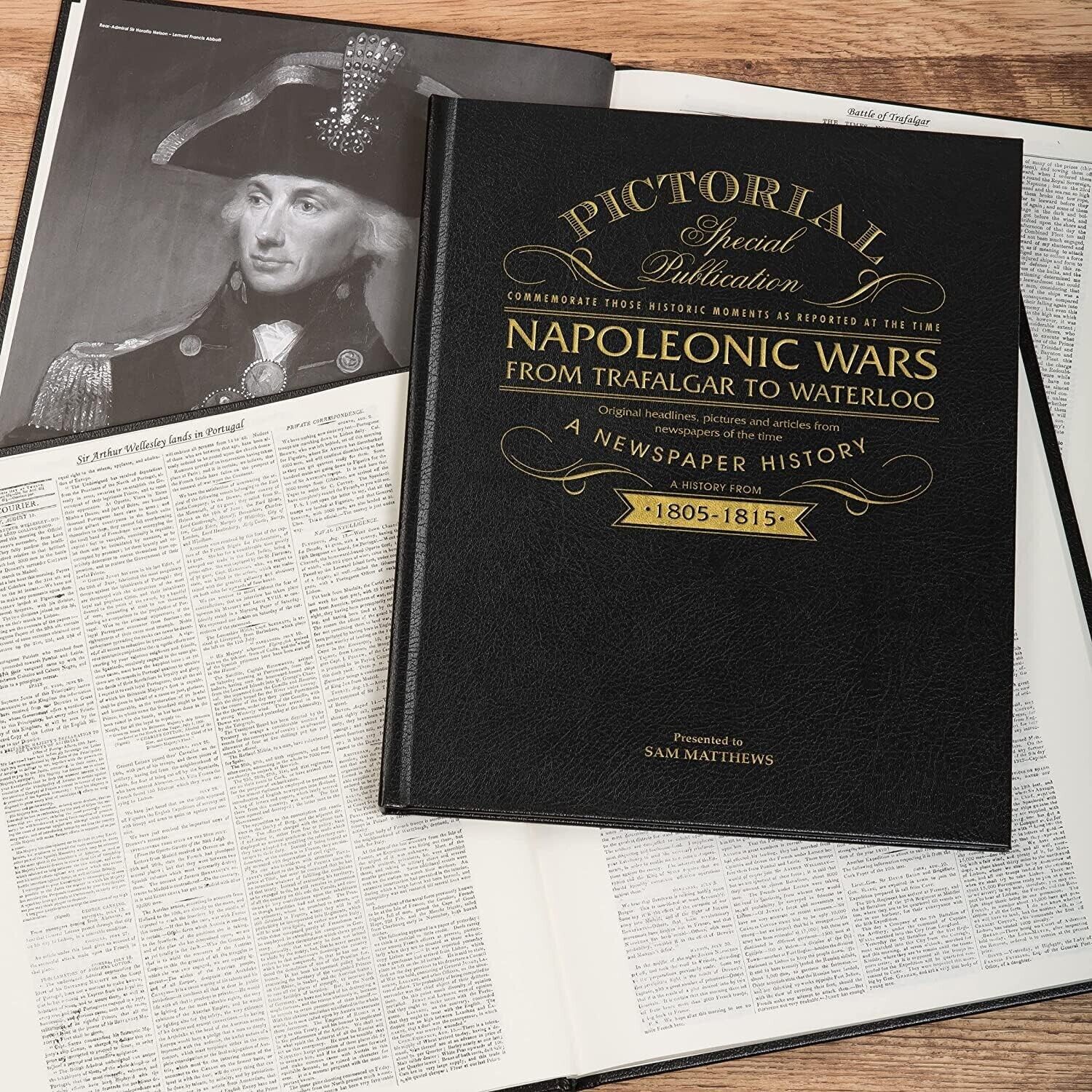 Napoleonic Wars Personalised Book Historic Newspaper Coverage Commemorative Gift