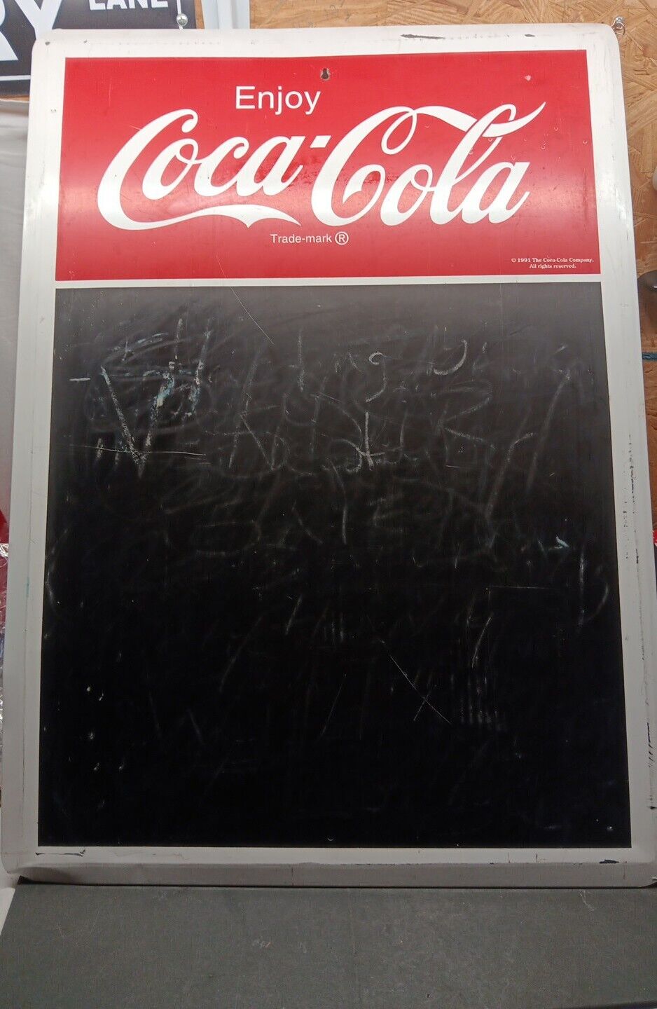 1991 Vintage Original Coca-Cola Tin Metal Chalk Board Menu Board Sign 28\