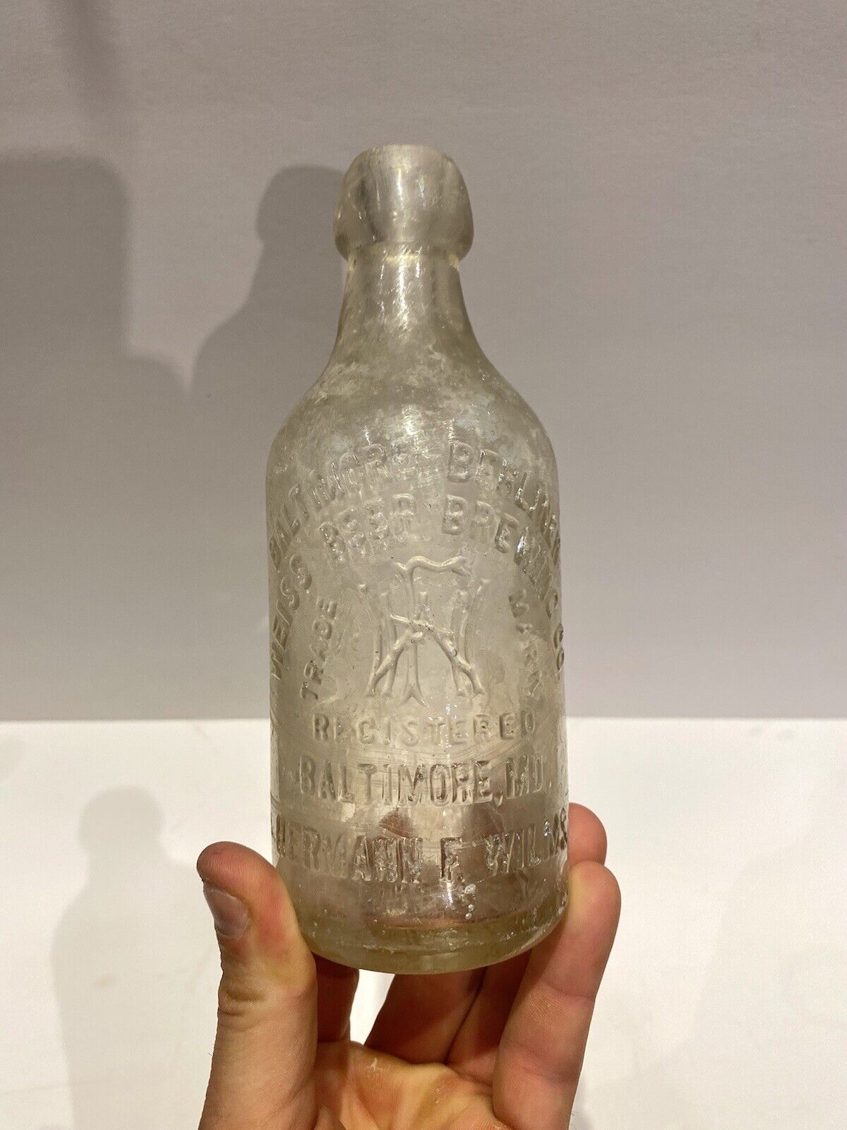 Antique 1880s/90s Weiss Beer Bottle Blob Top - Baltimore Berliner