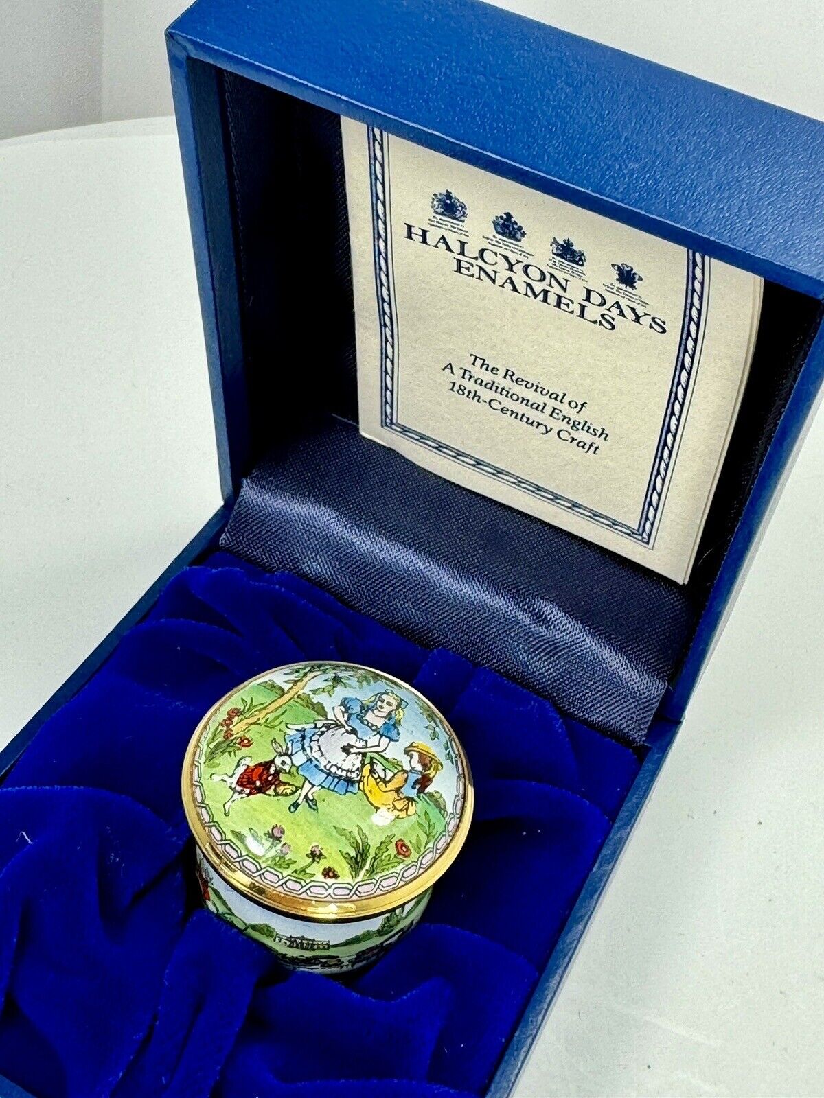 Halcyon Days Enamels #38 Alice In Wonderland Lewis Carroll Trinket Mint In Box