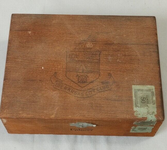 Antique Cigar Box w/Latch The Kansas City Club Factory # 48 1st Dist. N.J. 50