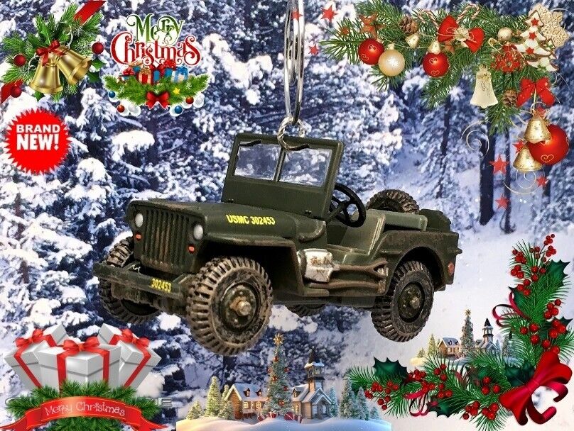 🎁 GREAT GIFT CHRISTMAS ORNAMENT USMC WILLYS ARMY FORD JEEP MB GPW WW2 KOREA🎁🎁