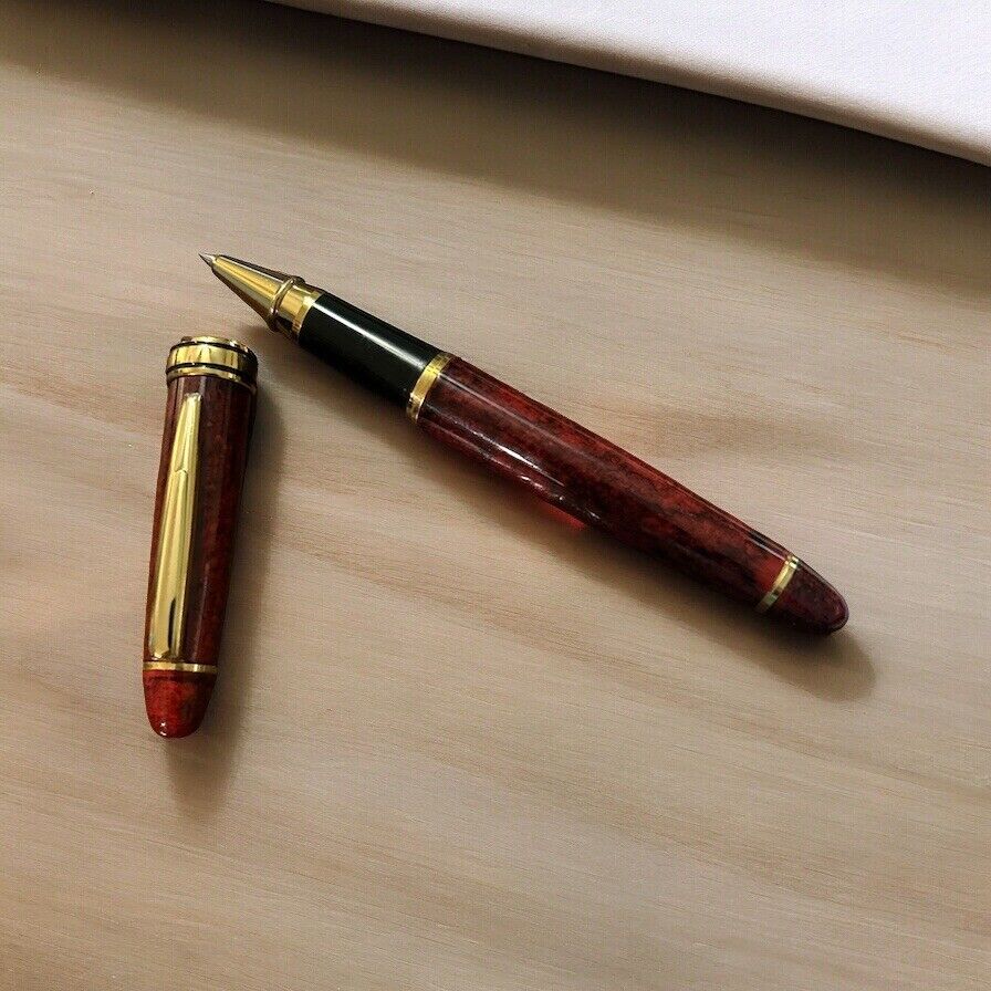 Vintage Wood Grain Gold Colored Rollerball Pen