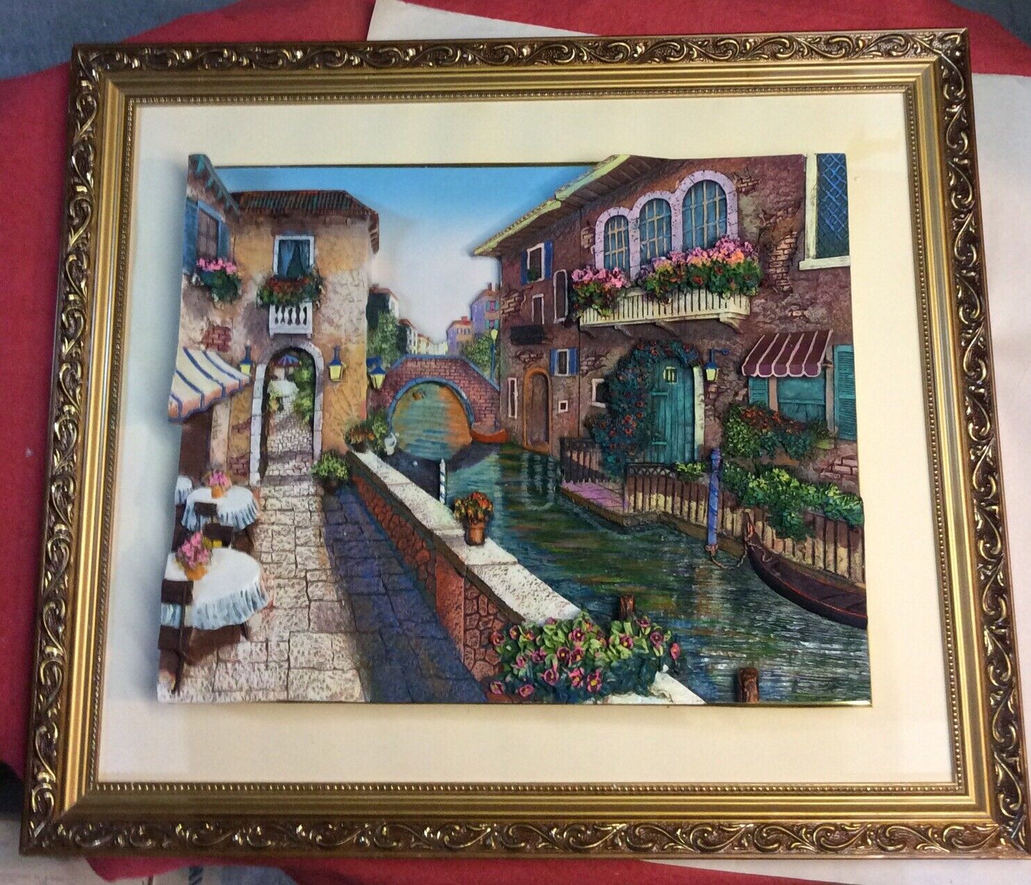 Vintage Framed 3 D Hand Painted Polystone Wall Plaque 24” X 28” Item # WPO 144L