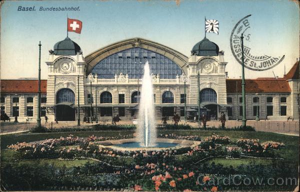 Switzerland Basel,Bundesbahnhof Wilheim Frey Postcard Vintage Post Card