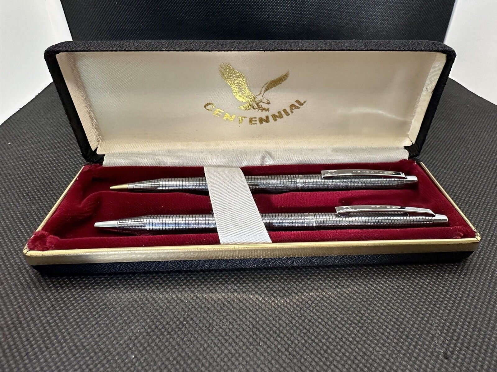 Vintage Centennial Chrome Pen & Pencil Set In Original Box
