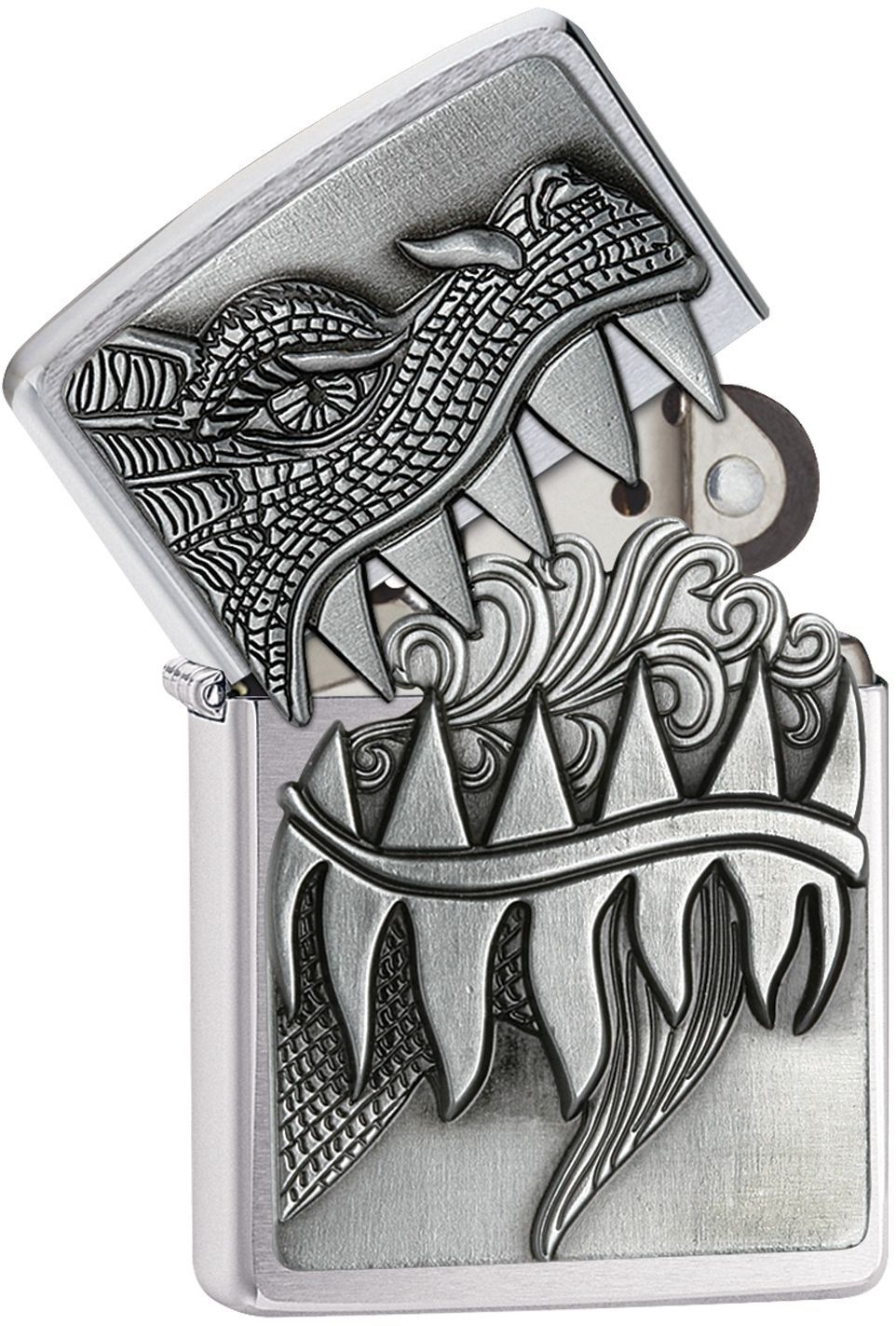 Zippo Windproof Fire Breathing Dragon Lighter, 28969, New In Velour Box