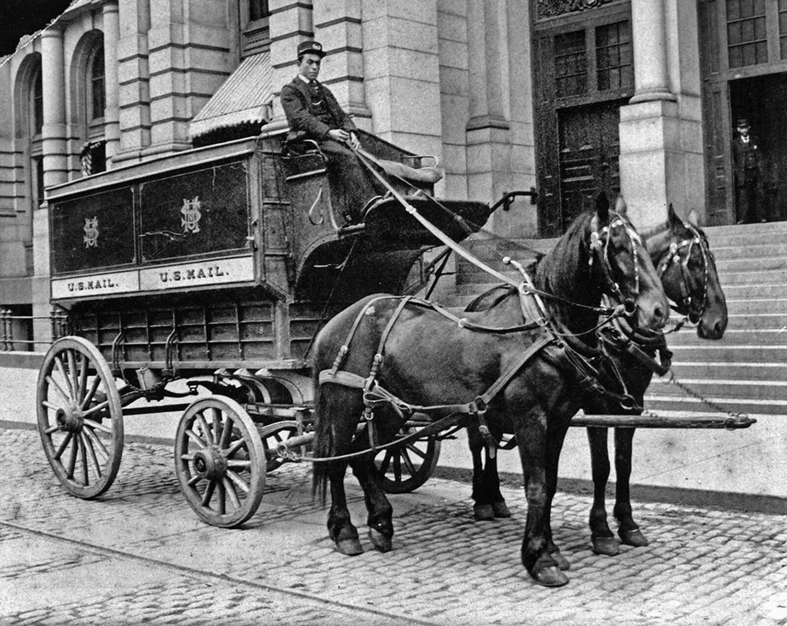 1895 Horse Drawn US MAIL Wagon BOSTON Photo  (189-a)