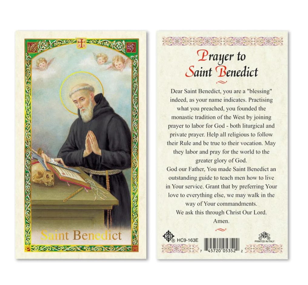 Laminated Prayer to St. Benedict Holy Prayer Card Catholic