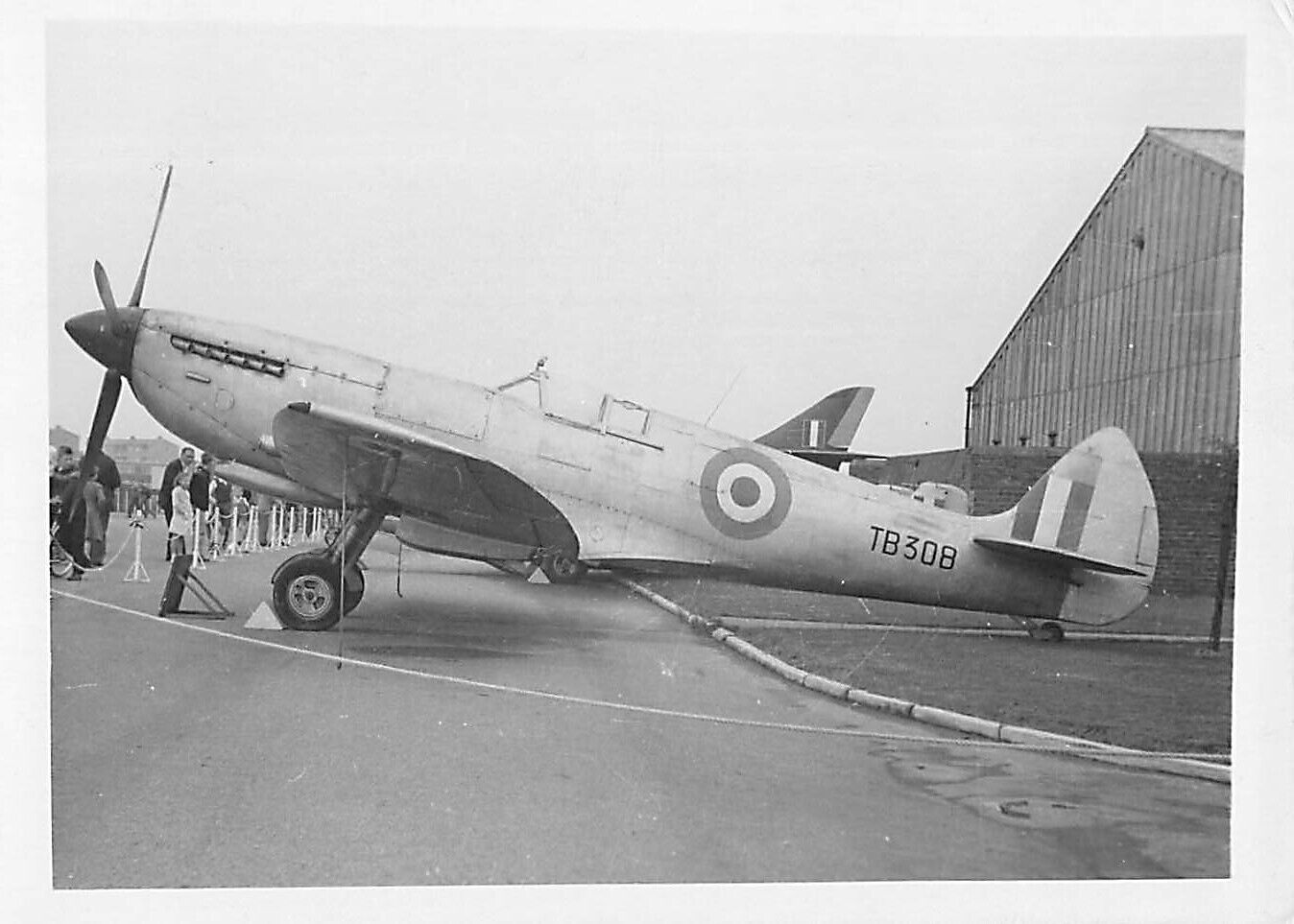RAF Supermarine Spitfire Plane Aircraft Hanger Airplane WWII War Photograph H
