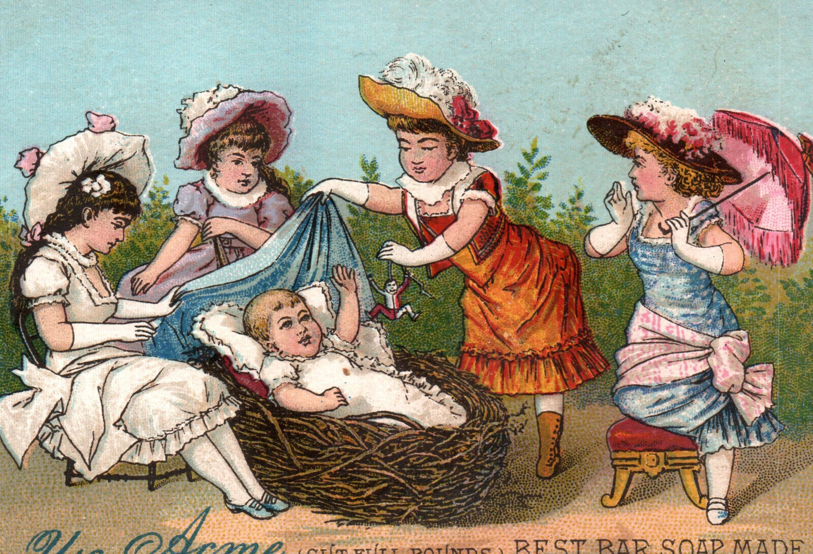 Victorian ladies with baby-Acme Soap Antique Victorian Trade-