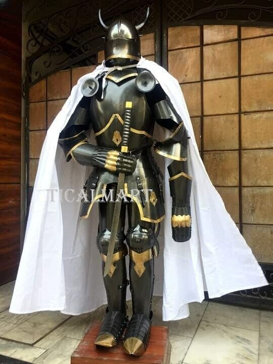 Medieval Knight Gothic Full Suit of Armor Horns 15th Century Body Armour