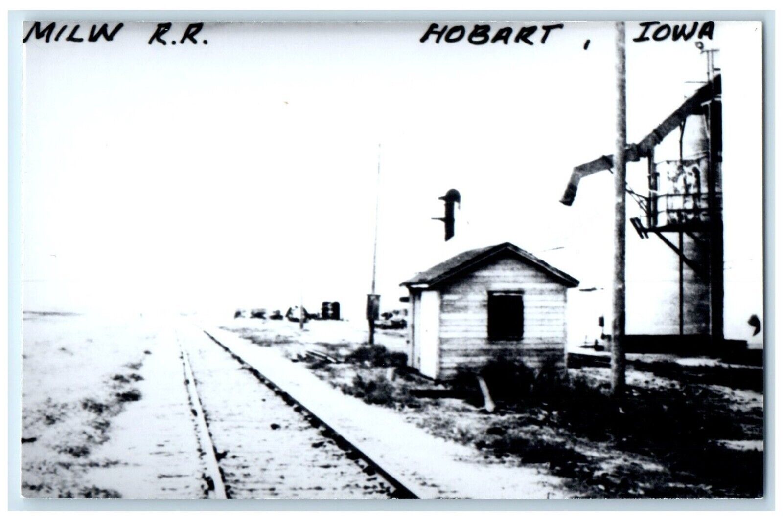 c1960's MILW Depot Hobart Iowa Railroad Train Depot Station RPPC Photo Postcard