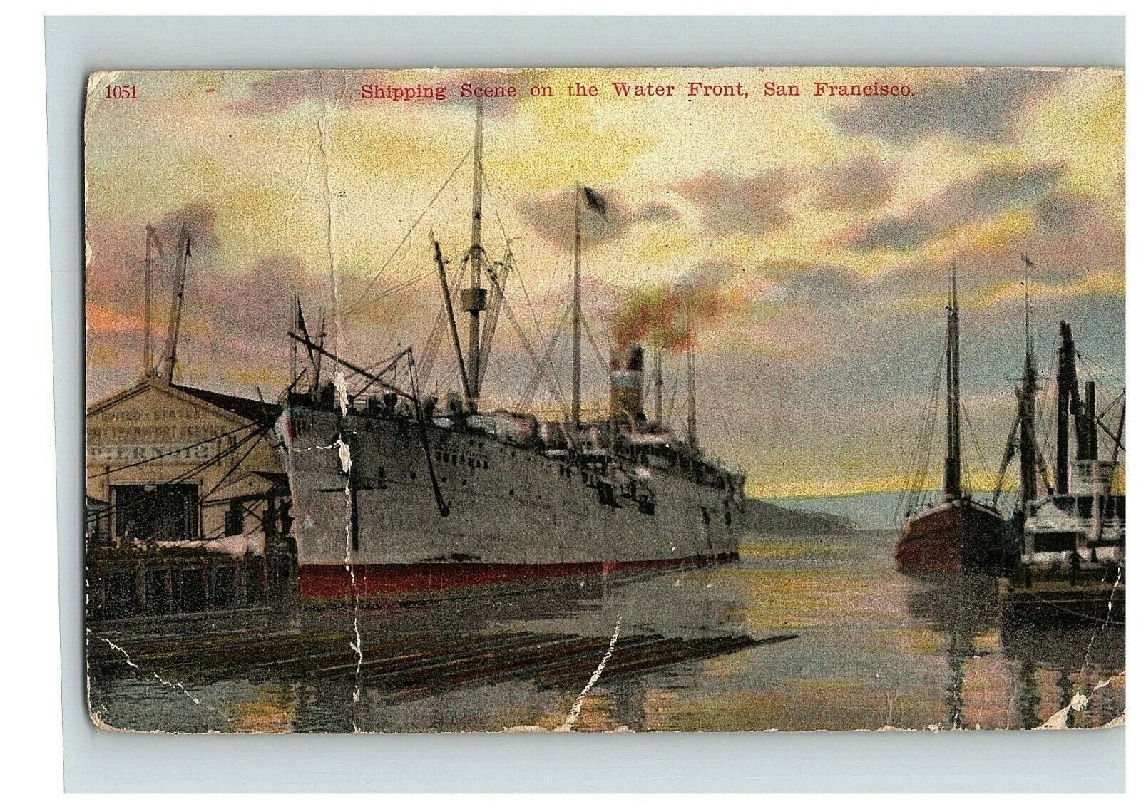1915 Postcard Shipping Scene On The Water Front San Francisco California 1051