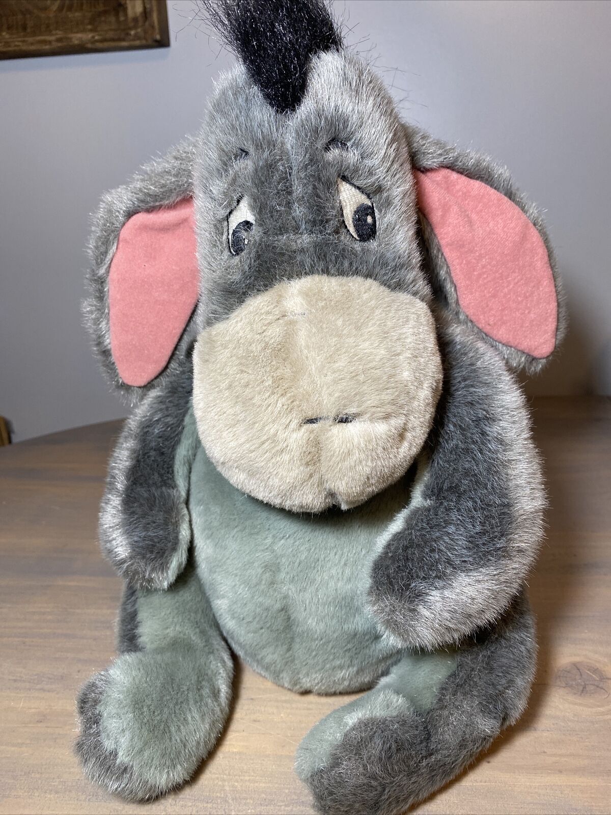 Vintage Walt Disney Company Eeyore Plush Stuffed Animal 17in Gray No Tail