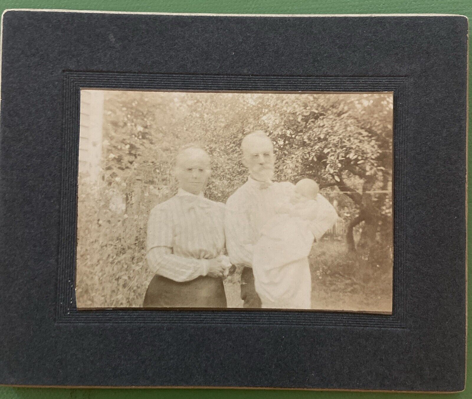 CDV 19th Century Outdoor Grandparents With Grandchild Antique Photograph