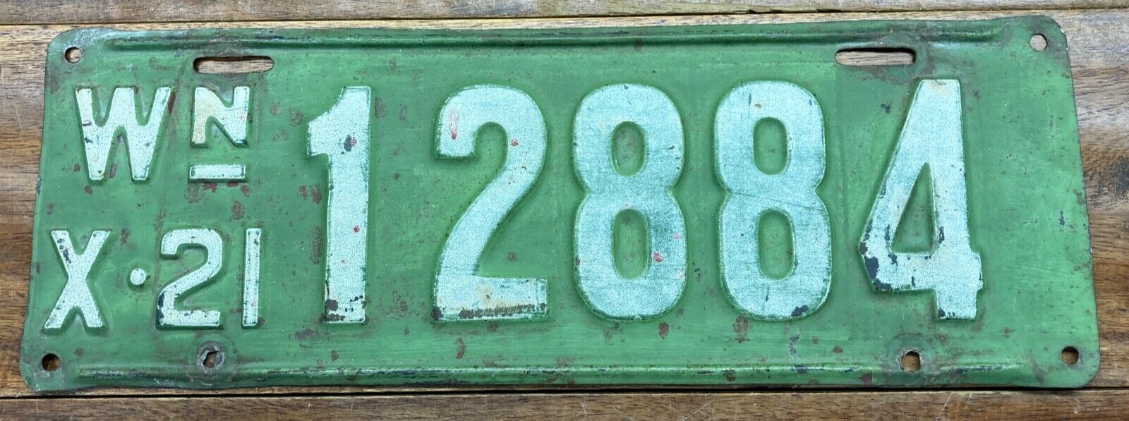 FAIRLY DECENT ORIGINAL 1921 WASHINGTON PASSENGER CAR LICENSE PLATE, WN 12884