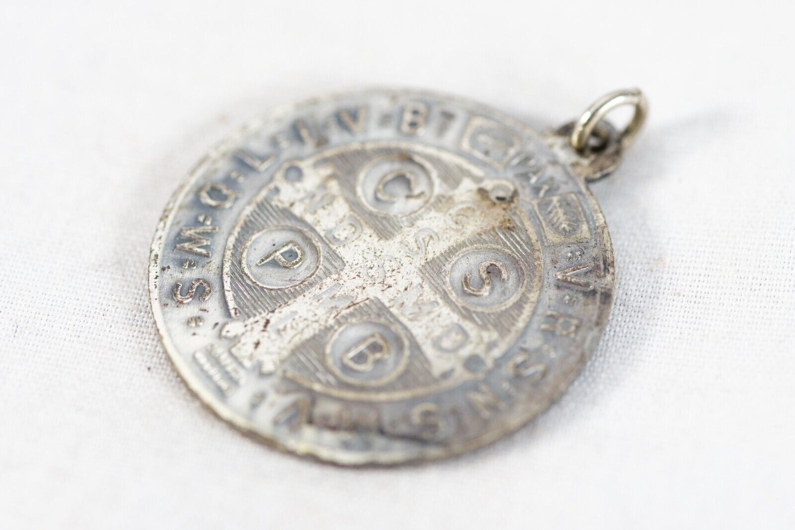 Saint Benedict Antique Religious Medal 26mm Round
