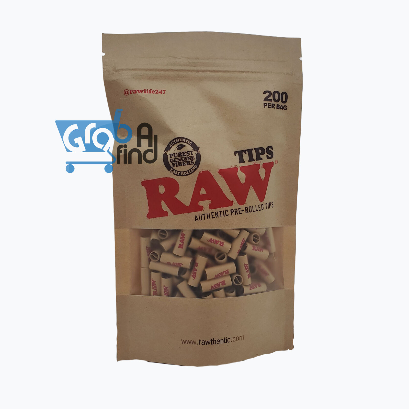 RAW Natural Unrefined Pre-Rolled Filter Tips - 1 Bag of 200 Tips
