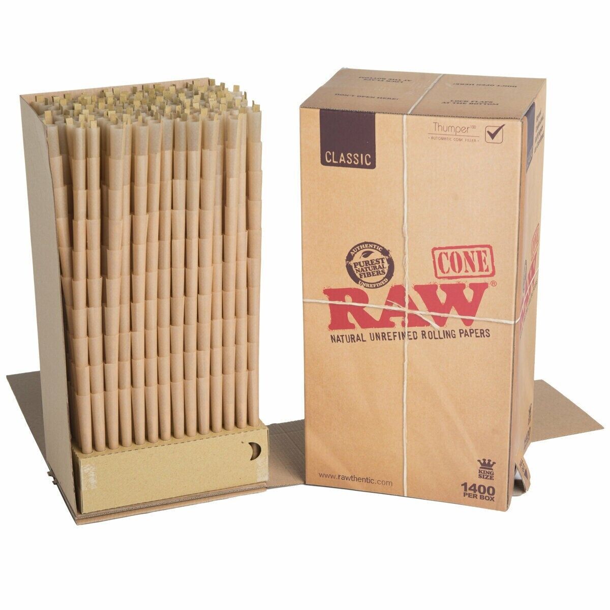 Authentic Raw King Size pre rolled Cones W/Filter tips (100 CONES) 