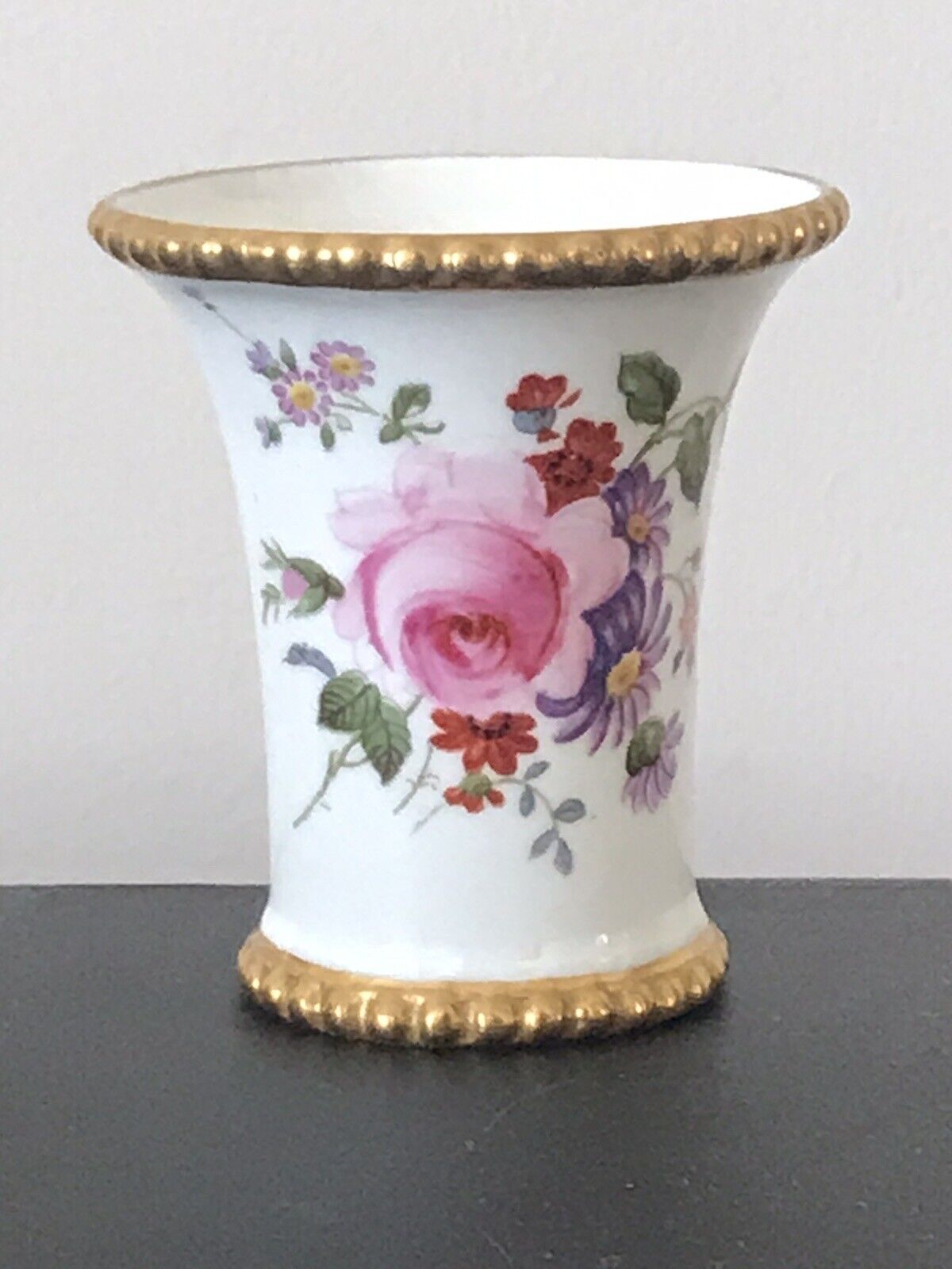 Vintage Royal Crown Derby Small Vase Posies Gold Trim England