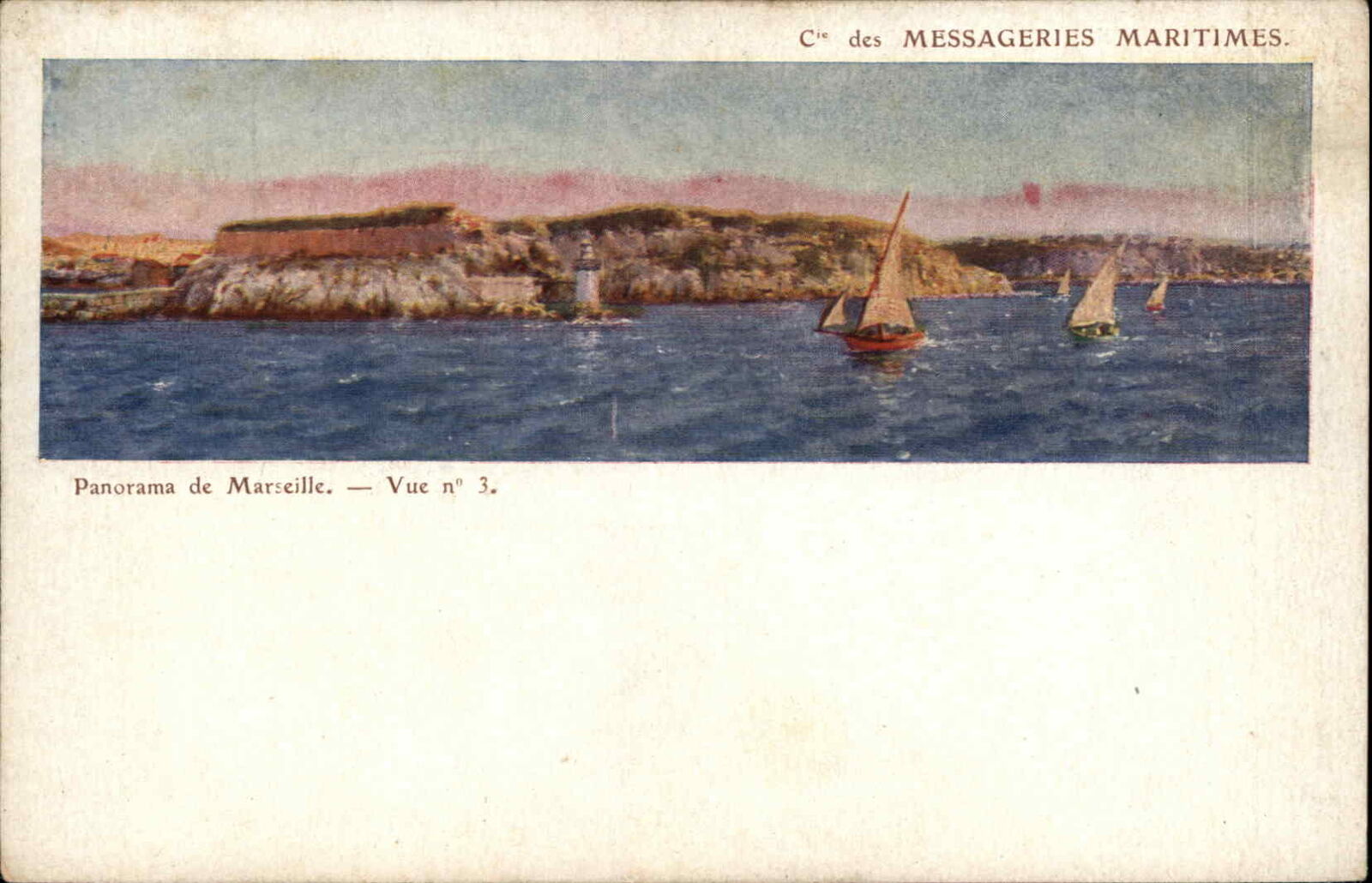 MM Steamships Messageries Maritimes Marseille Panorama c1900 Postcard
