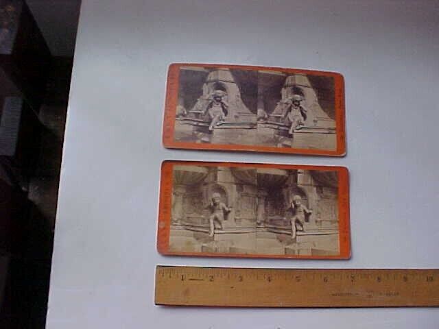 1880 TWO CINCINNATI STEREOVIEW CARDS TYLER DAVIDSON FOUNTAIN VG+