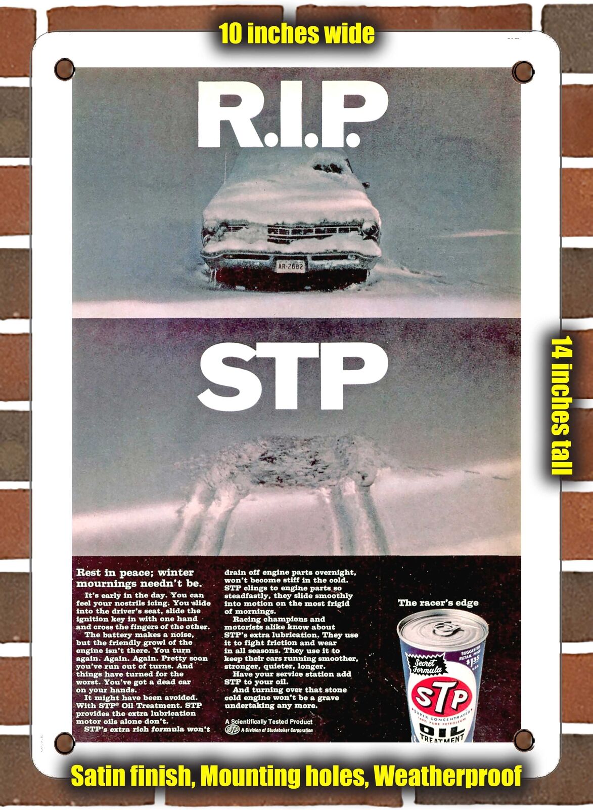 METAL SIGN - 1968 Racers Edge STP Oil Treatment - 10x14 Inches
